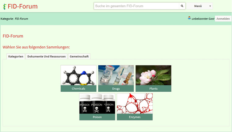 Abbildung 8: Screenshot der Einstiegsseite des FID-Forums