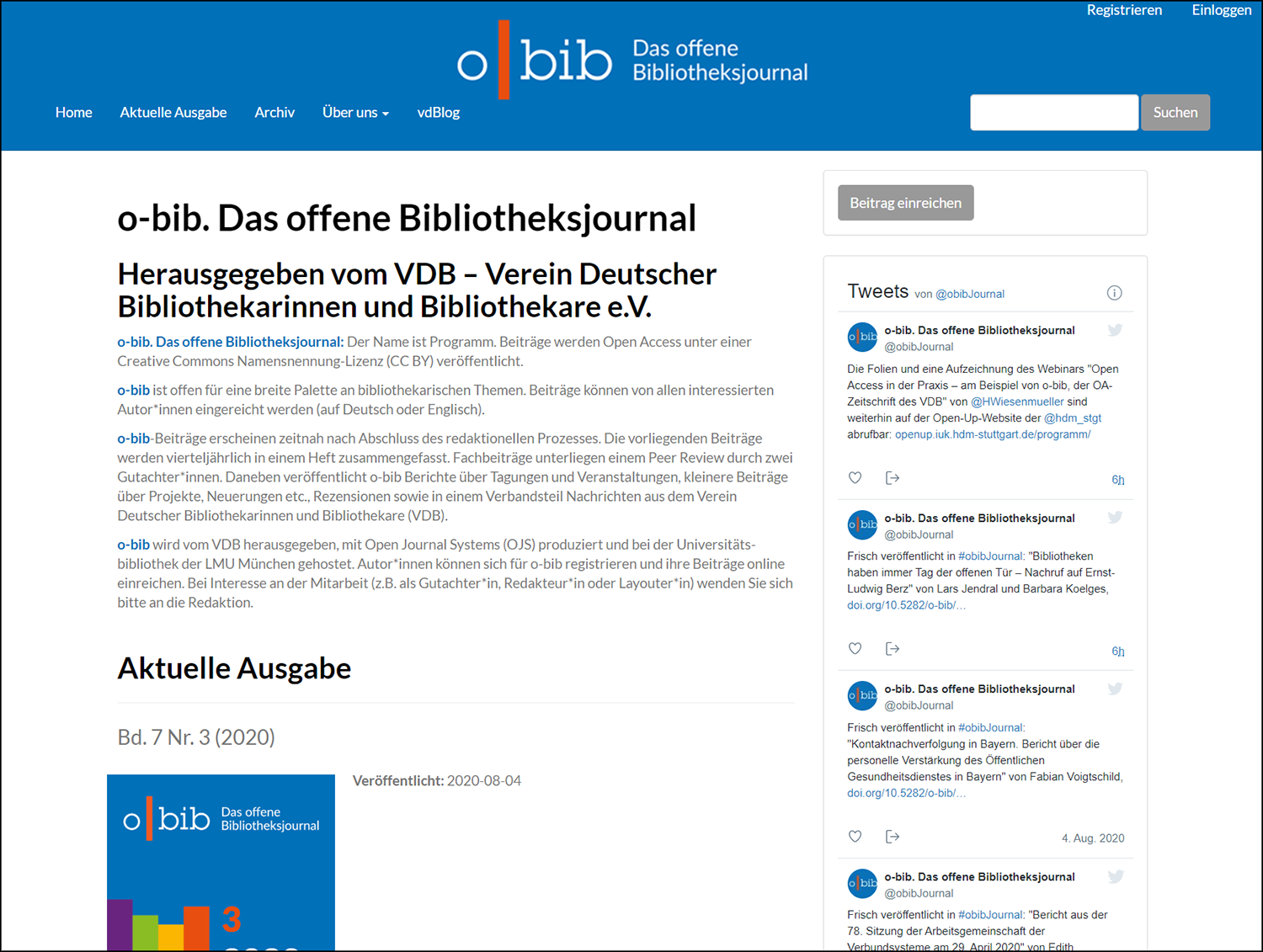 Abb. 1: Website von o-bib